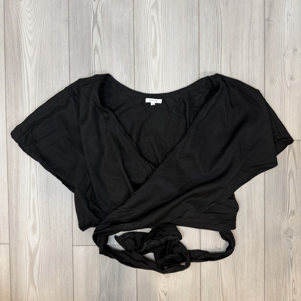 Vetta Size 10 Linen Wrap Top Blouse Button Detail
